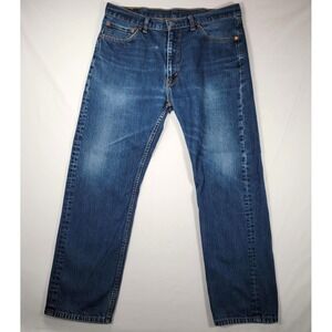 Levis 505 Jeans Mens 38x32 Blue Regular Fit Straight Leg Zip Fly Denim Red Tab